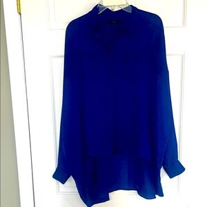 COS Navy Button-Up Blouse